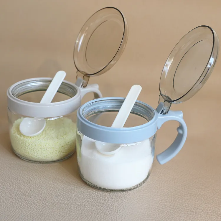 振兴玻璃调味瓶厨房盐罐带勺调料盒装糖味精佐料瓶单个玻璃瓶罐子