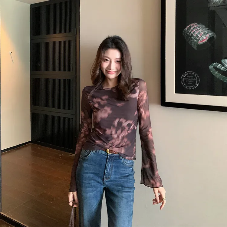 【ALONE SAVOR】龍喜儿大地烟雾 晕染印花T恤亲肤透气圆领Z792