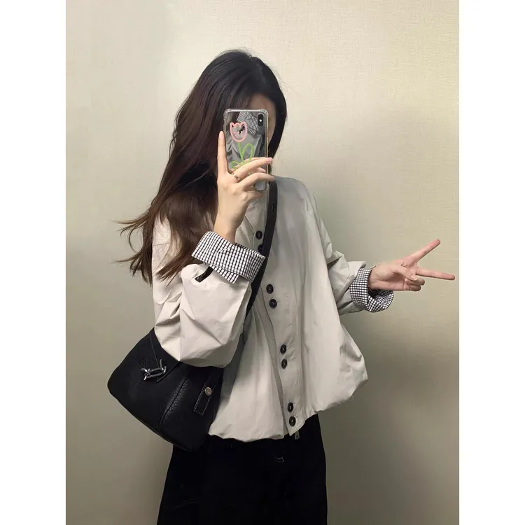 独特漂亮的初秋外套女款2025新款春秋小个子慵懒风休闲短风衣夹克