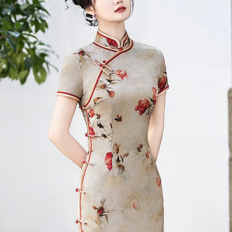 新中式旗袍2025新款夏装高端复古日常可穿素雅国风老上海改良长裙