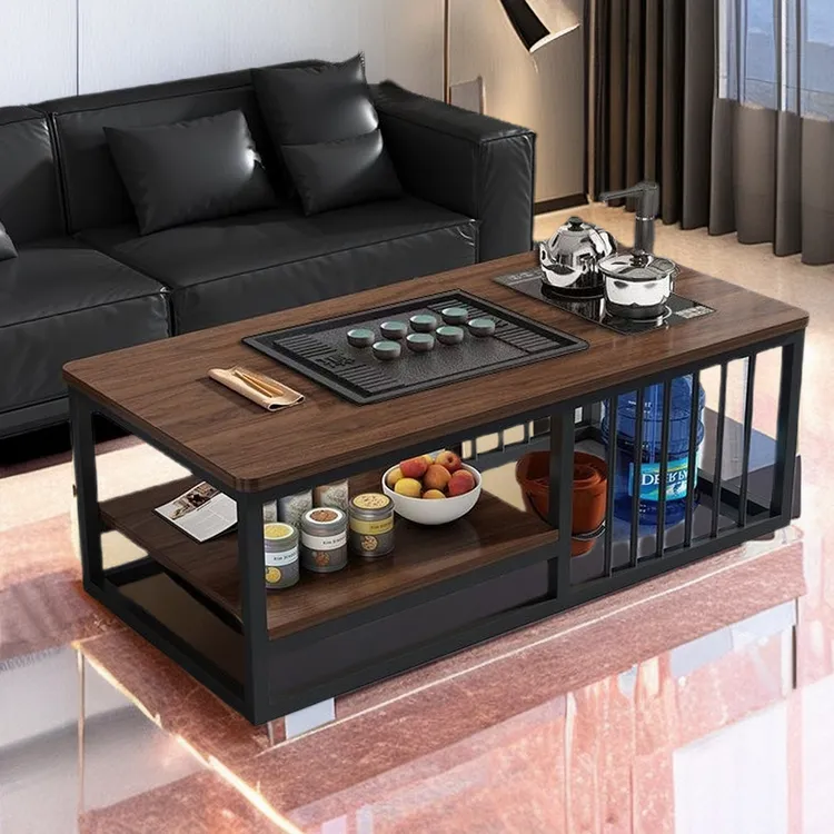 茶桌茶台一整套简约轻奢客厅智能实木家用高档茶几茶桌一体意式小