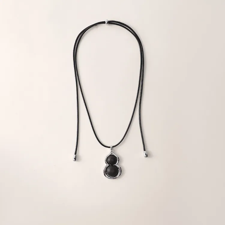 铜合金吊坠 黑色葫芦吊坠长款可抽拉项链女2025新款高级感毛衣链