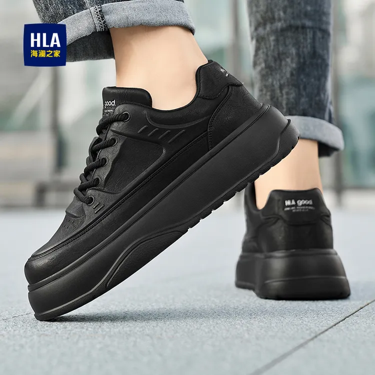 HLA/海澜之家男鞋冬季新款防滑防水黑色增高软底网红爆款休闲板鞋