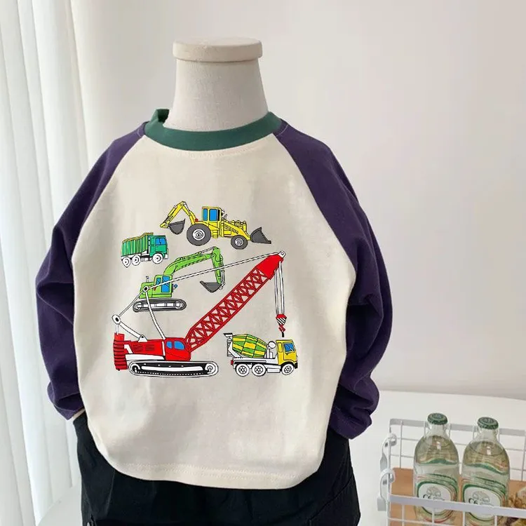 男童拼色女童儿童纯棉打底春秋男孩新款洋气宝宝拼接长袖T恤上衣T