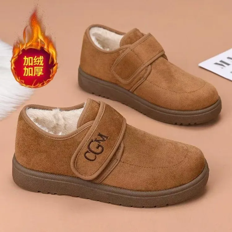 冬季加绒加厚女士勃肯雪地靴软底休闲棉鞋女中老年防滑保暖棉靴女