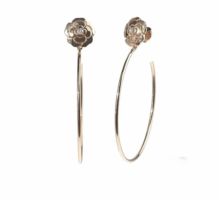 合金耳饰 2439【山茶花中古耳钉】修饰脸型辣妹必备