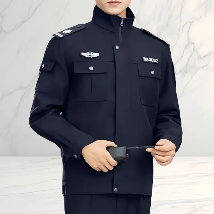 保安工作服男春秋套装藏青色拉链保安服长袖秋季制服保安工作服