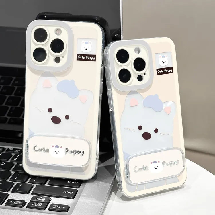 BANCA西高地镜子支架适用苹果15/16透明手机壳华为oppo小米14vivo