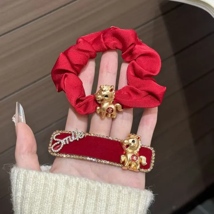 红色2026马年新年发绳本命年发圈头绳皮筋通用耐用扎头头饰饰品发