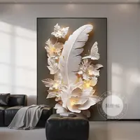 现代简约客厅挂画沙发背景墙装饰画花卉羽毛高档大气走廊玄关壁画