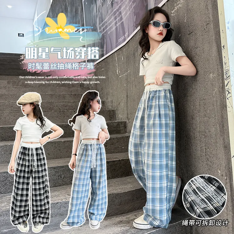 新款识恩休闲系列长裤时尚百搭少女风格子设计