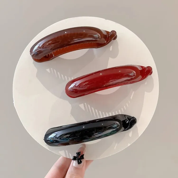 秋冬安可拉红气质发夹女后脑勺盘发高级感鲨鱼夹子高马尾发扣