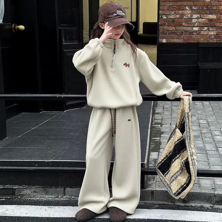 女童秋装套装2025新款洋气儿童韩版春秋卫衣女孩运动阔腿裤两件套