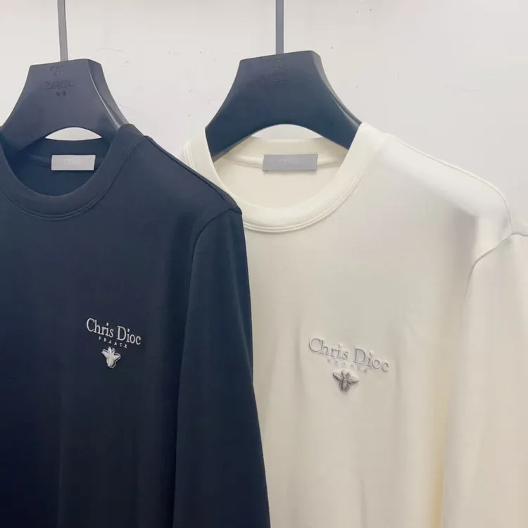 C.Dioc25秋冬男士舒适柔顺绵经典小蜜蜂羊毛混纺长袖T恤打底衫