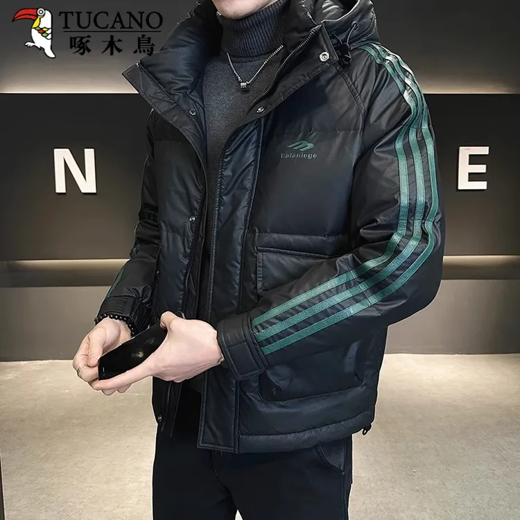 TUCANO/啄木鳥潮男外套羽绒棉服三条杠连帽加厚保暖冬季时尚外套