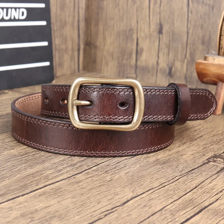 女士复古手工真皮显瘦腰带学生复古皮带潮流个性头层腰带百搭韩版