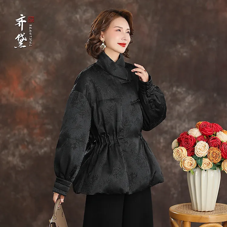 女士商场同款鹅绒服2025冬季新款新中式复古加厚妈妈羽绒服短外套