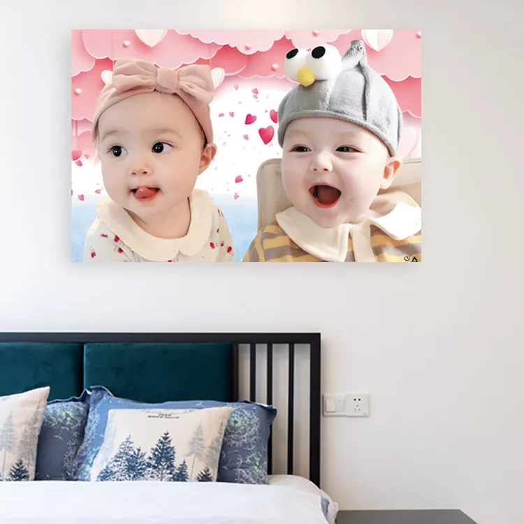 孕期宝宝墙贴画龙凤胎宝宝贴画床头宝宝画小孩大眼睛可爱宝宝海报