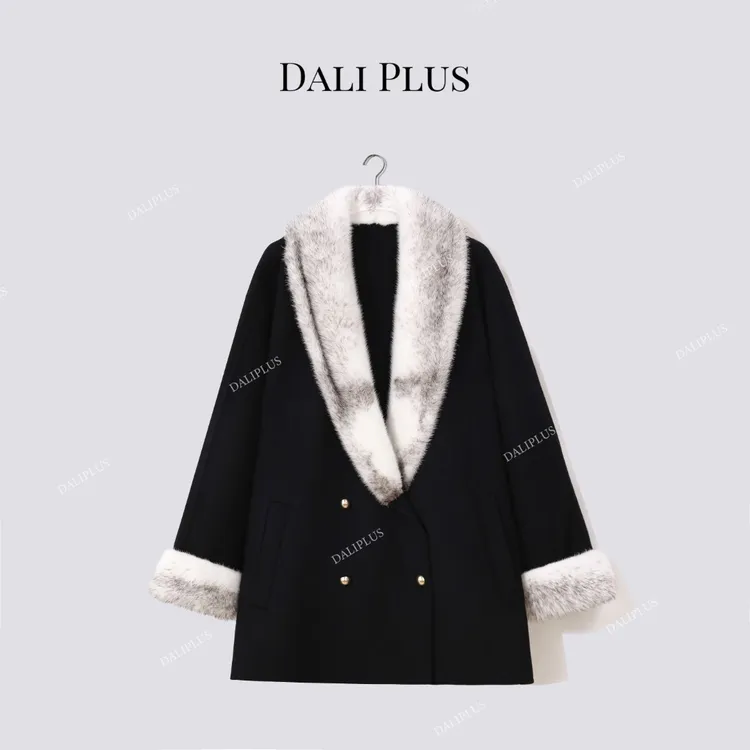 DALI PLUS“银十字貂”10羊绒90羊毛毛呢外套保暖加倍-D5CH5491