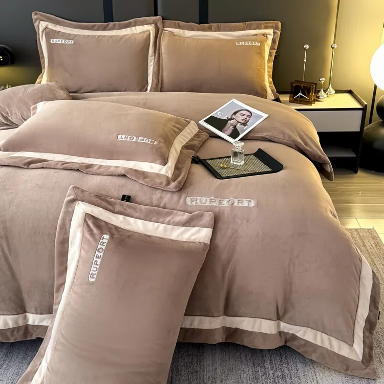 【Rupeort】轻奢高端纯色简约冬款加绒加厚保暖牛奶绒四件套床品