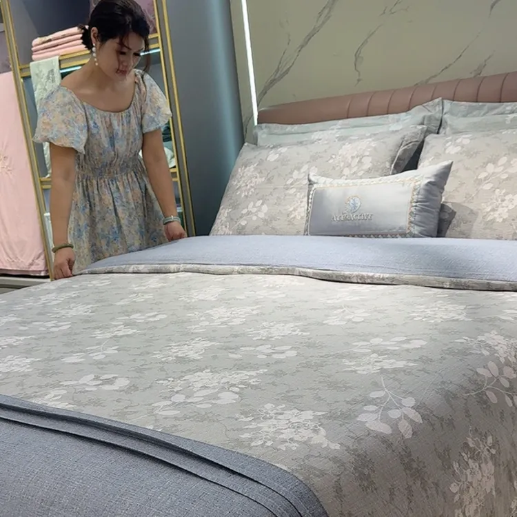 超柔复古风棉麻四件套床上用品被套床单