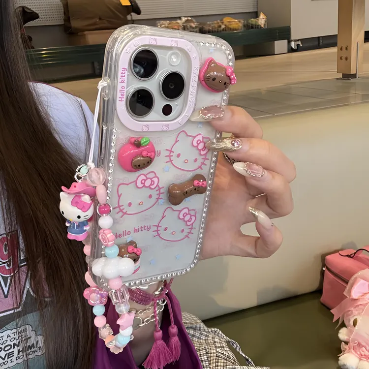 点钻边框满屏星星kt猫咪适用于iPhone16promax手机壳15少女14卡通