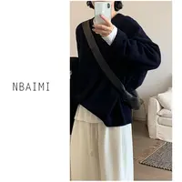 天鹅颈 秋季100绵羊毛慵懒风百搭保暖简约宽松V领套头毛衣