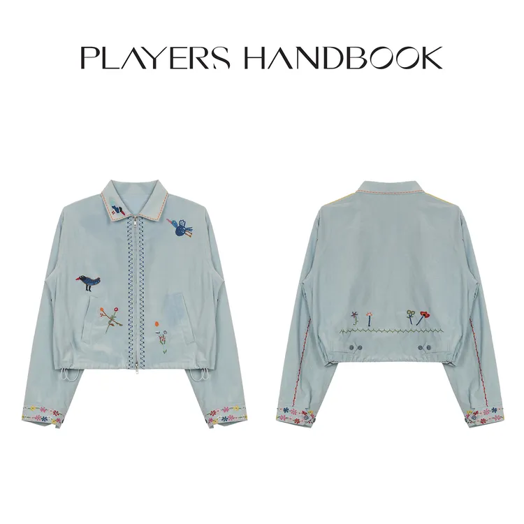 Players Handbook小众设计复古重工刺绣时尚休闲牛仔夹克 PH1990