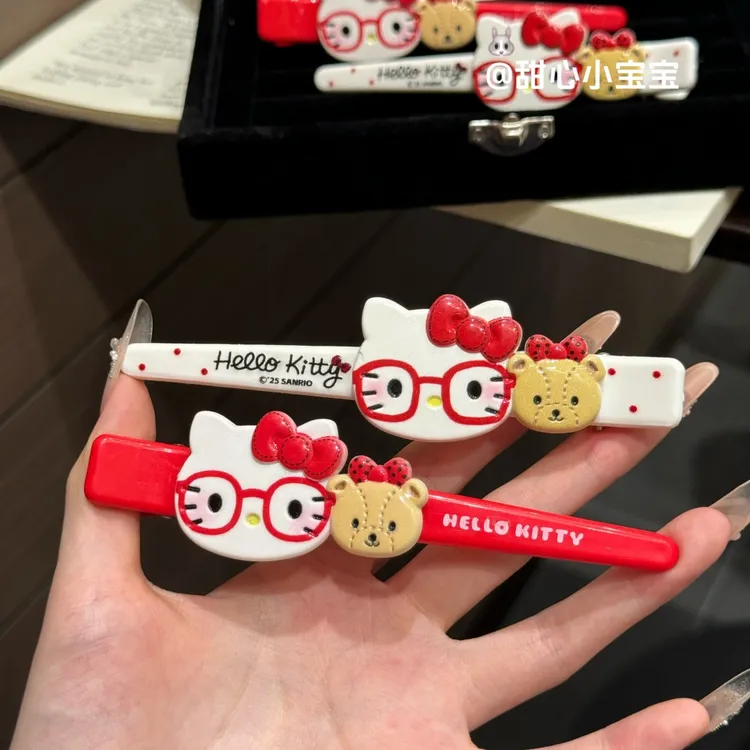 日系可爱kitty发夹大号鸭嘴刘海发夹卡通甜美少女凯蒂发饰收纳