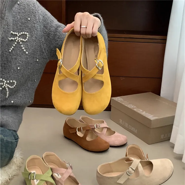 法式晚晚风温柔内增高玛丽珍鞋女2025新款复古交叉软底芭蕾舞单鞋