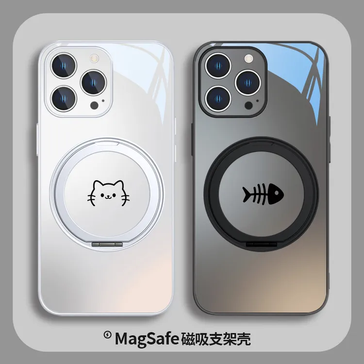 猫咪适用苹果17promax磁吸手机壳无线充电iPhone16pro情侣15玻璃