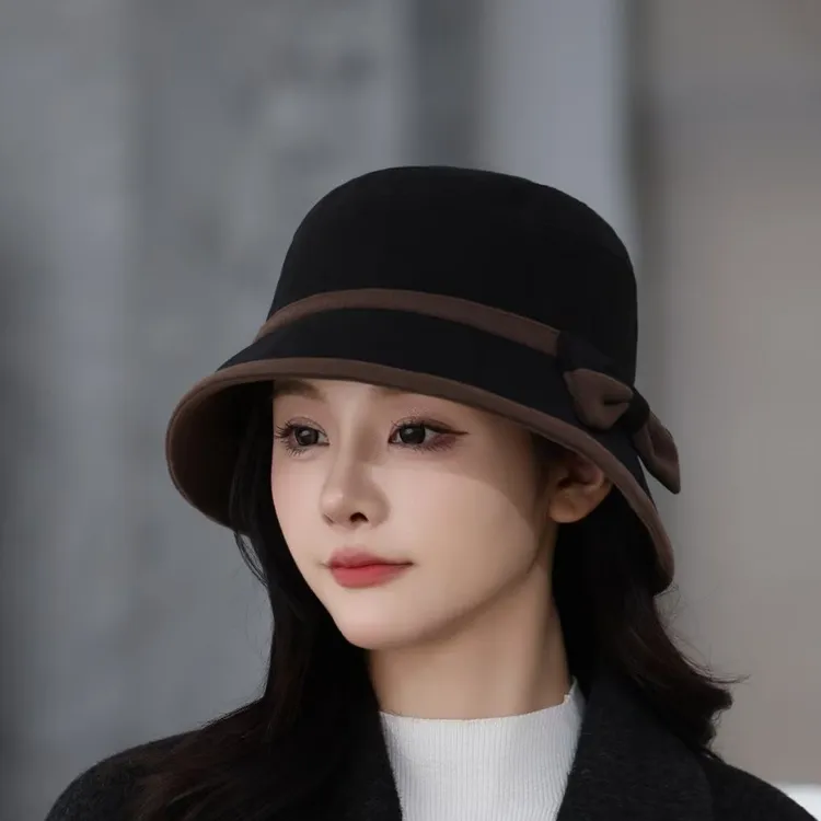 头大脸大帽子百搭渔夫帽帽子日系防晒女渔夫帽黑色盆帽时尚水桶帽