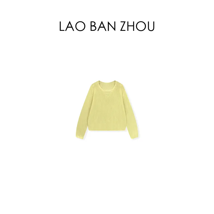【老板周】简约慵懒 春季新款法式轻薄宽松气质针织上衣