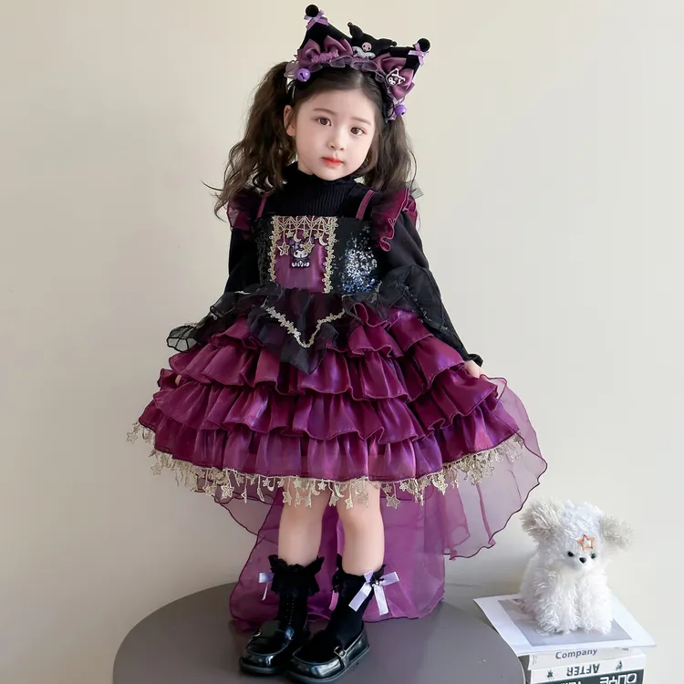 女童洛丽塔库洛米蛋糕公主裙套装秋季2025新款小女孩洋气生日礼服
