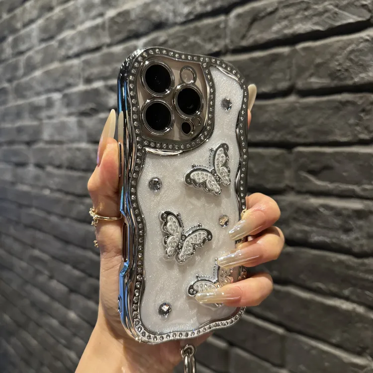 不规则立体蝴蝶彩钻适用苹果15手机壳iPhone16promax新款14Pro/13