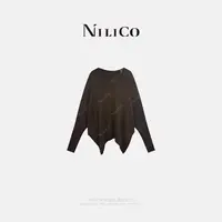 NILICO【花笙记】一字领钩花原创设计廓形解构女针织衫