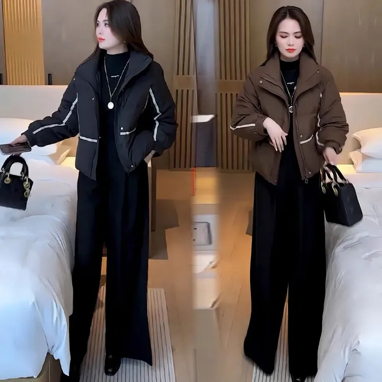 时尚棉服女2025冬季新款宽松显瘦面包服立领加厚保暖棉袄外套