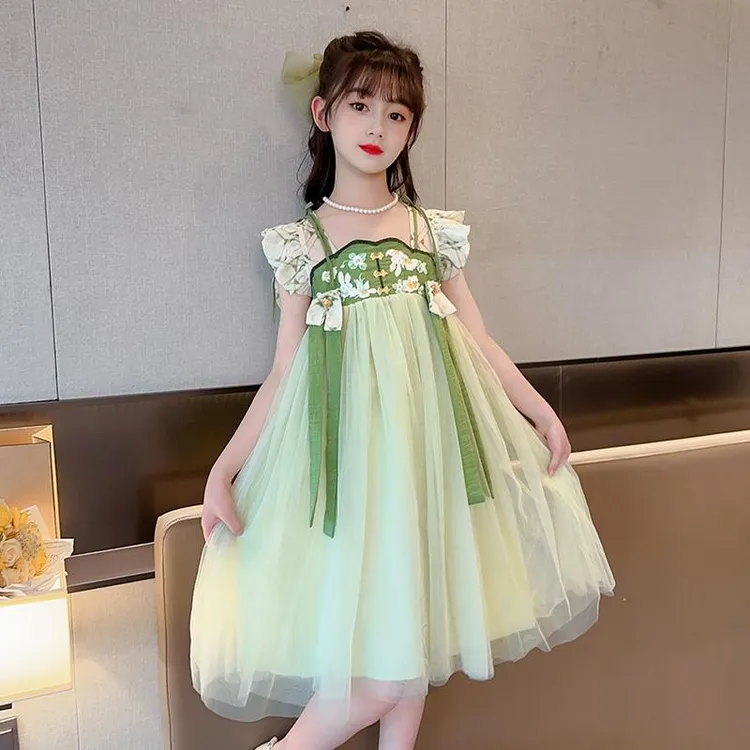 新品巴拉巴拉女童夏装连衣裙2025新款儿童洋气中国风汉服公主裙女