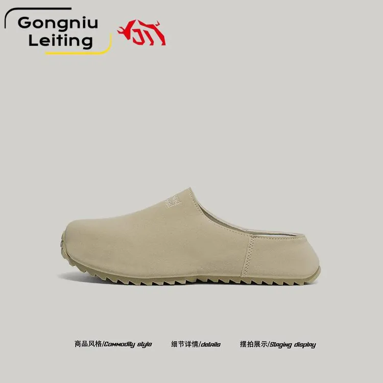 【上班百搭】德国公牛雷霆2025夏季新款包头半拖鞋男复古穆勒勃肯