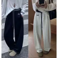 【欣欣专属】2025秋冬刺绣小标云感织带马卡龙美式无痕腰弯刀阔腿裤
