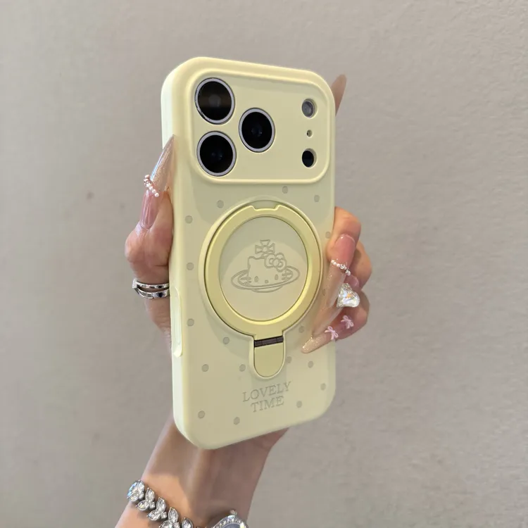 波点KT猫磁吸支架适用苹果17promax手机壳iPhone16创意15肤感14女