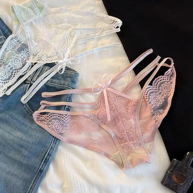 初茶•私房镂空纯欲蕾丝内裤女士性感美臀低腰绑带女士内裤三角裤