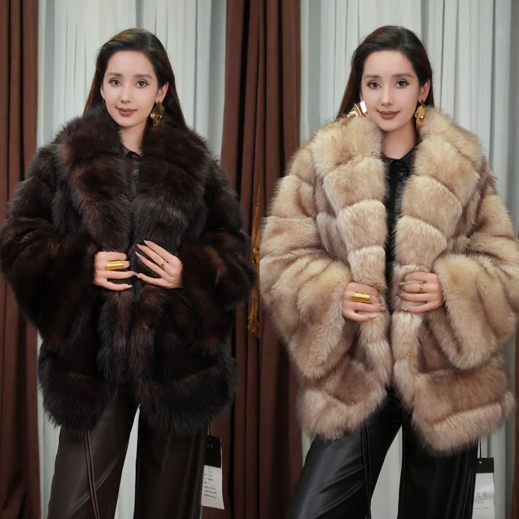 辣妹千金风上衣欧美风格毛毛外套厚款甜美翻领冬季女装