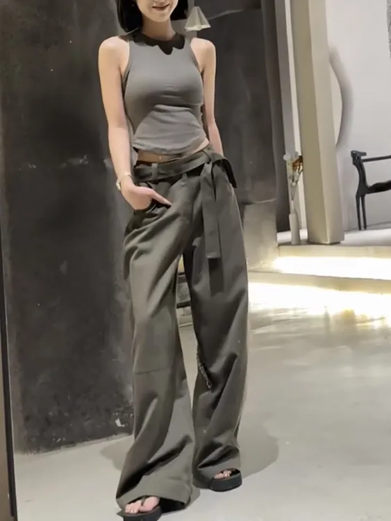 2025夏季新款高腰显瘦大码阔腿显瘦新款时尚阔腿宽松休闲裤