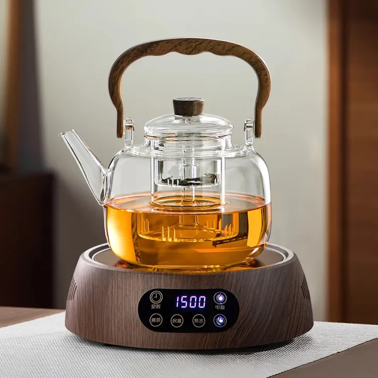 木把提梁壶家用小型1500W电陶炉煮茶器烧水壶套装大容量玻璃茶壶