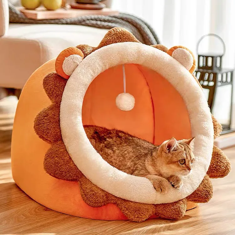 猫窝冬天保暖安全感宠物窝冬季半封闭式狗窝宠物过冬睡觉床猫咪屋