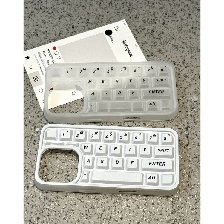 奥菲顿简约立体字母键盘适用iPhone16苹果15手机壳14/13防摔12/11