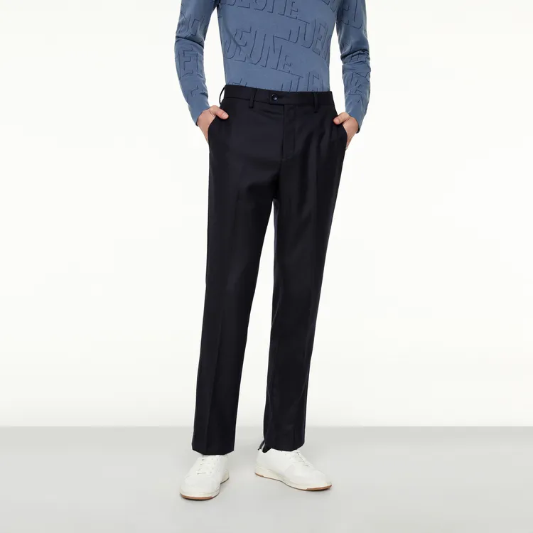 J黑色绵羊毛西裤春秋高品质商务职场穿搭男式长裤A51213