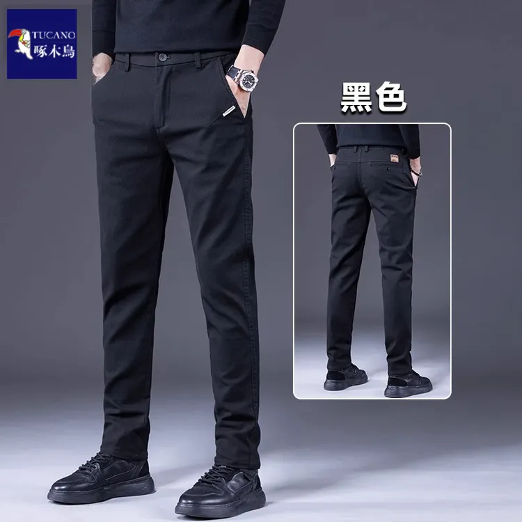 啄木鸟2025春季男士休闲裤潮牌商务直筒修身男裤百搭显瘦长裤子