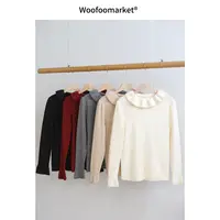 【海街日集】香草甜心 厚针织花边打底衫女冬季 AWMY213